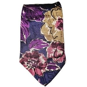 XMI Peter's clothiers Silk Tie floral‎ print purple Vintage